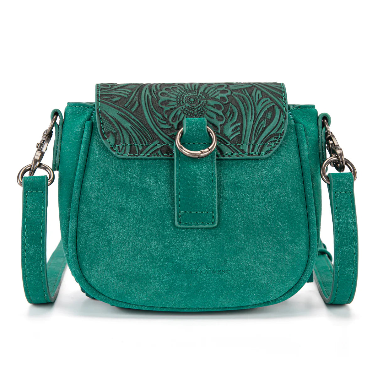 Embossed Fringe Mini Crossbody Bag - Turquoise