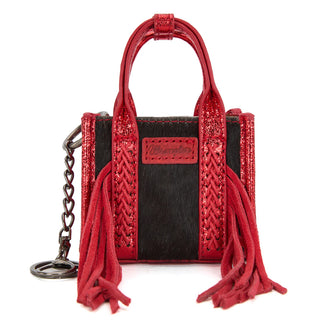 Wrangler Cowhide Mini Tote/Keychain - Red