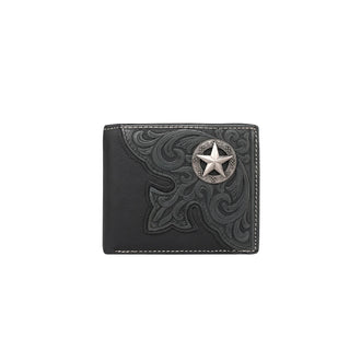 Leather Tooled Men's Wallet - Black