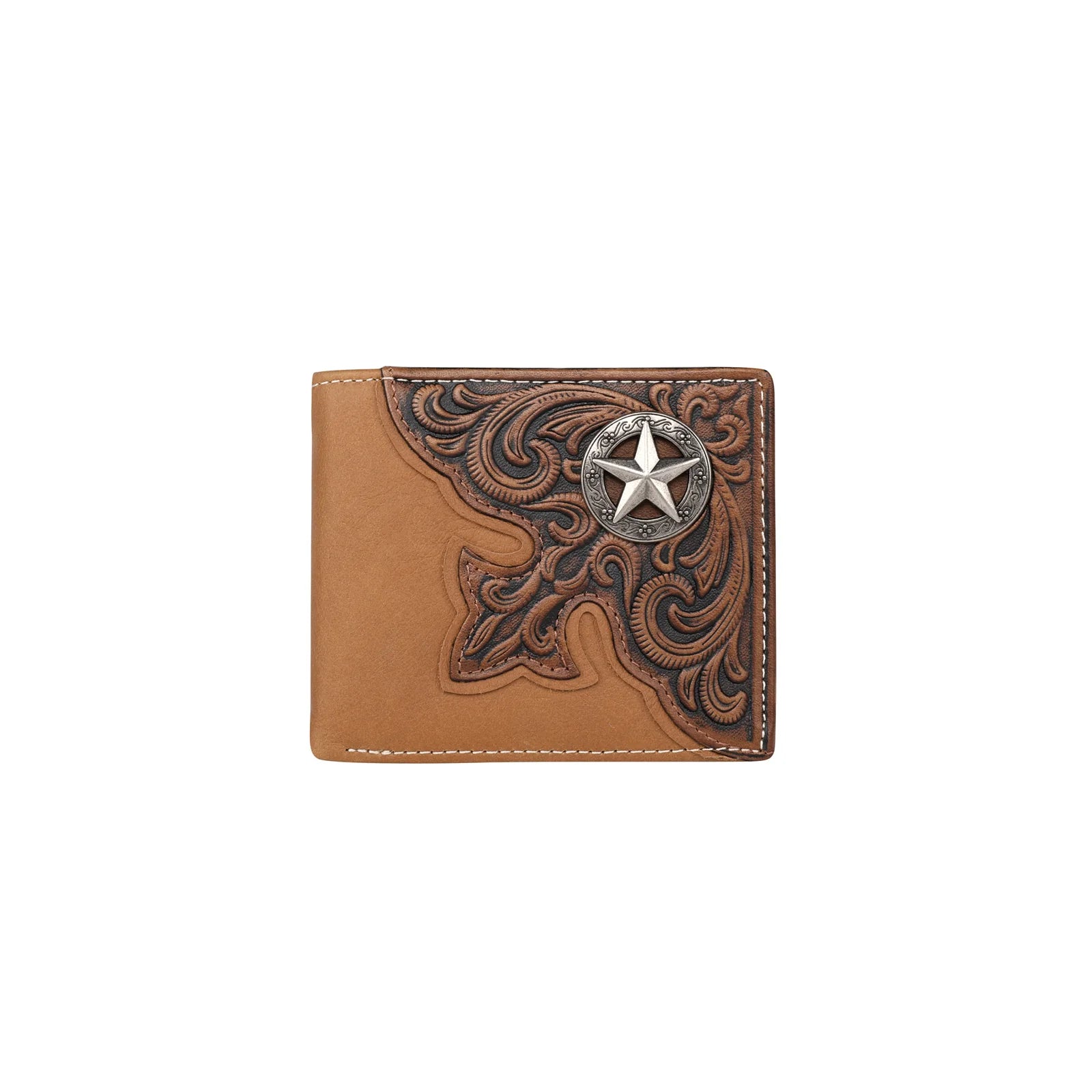 Leather Tooled Men's Wallet - Brown
