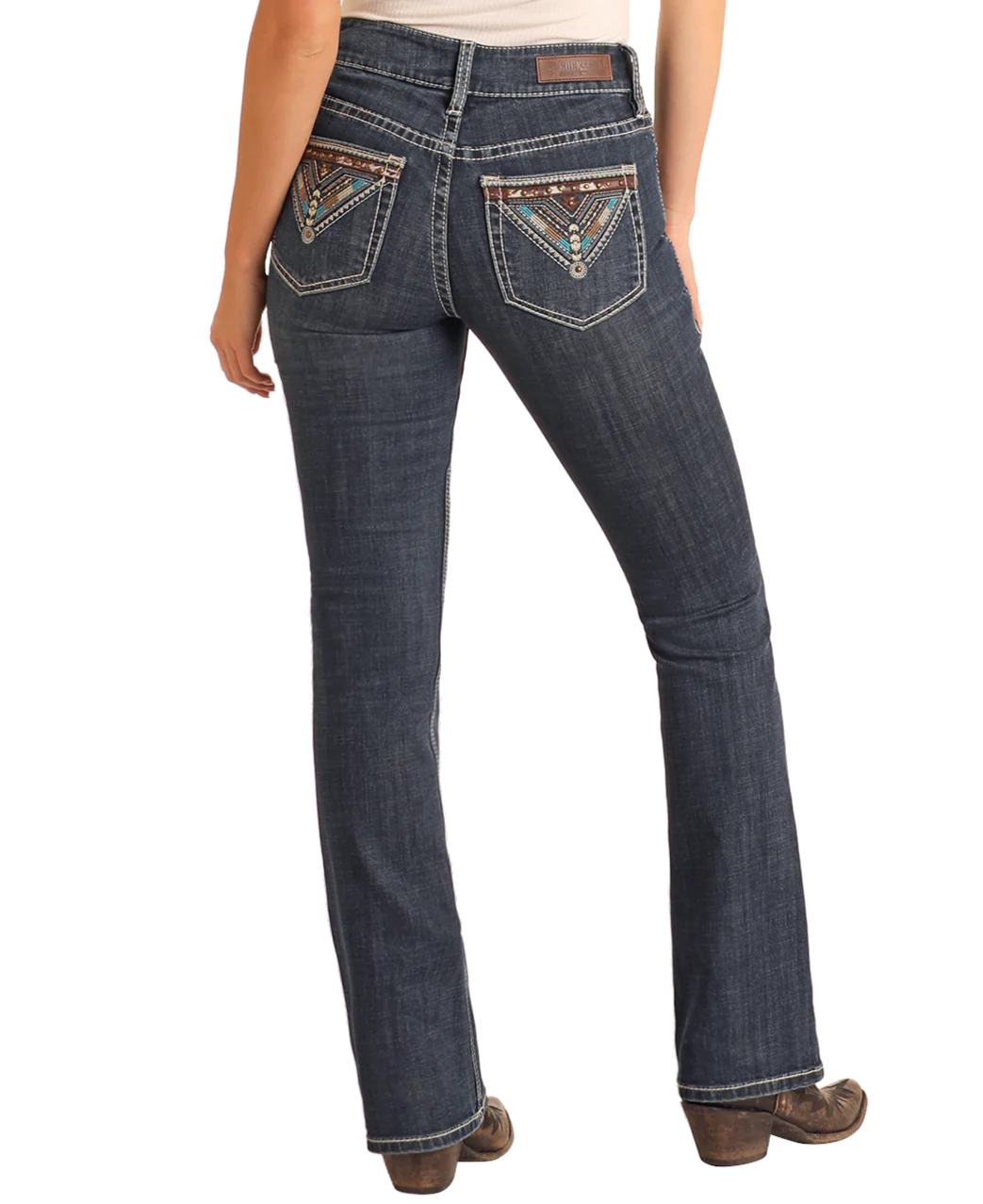 Mid Rise Embroidered Bootcut Jeans