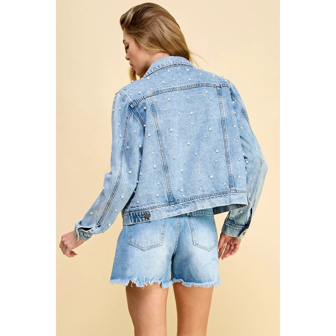 Pearl Embellished Denim Jacket