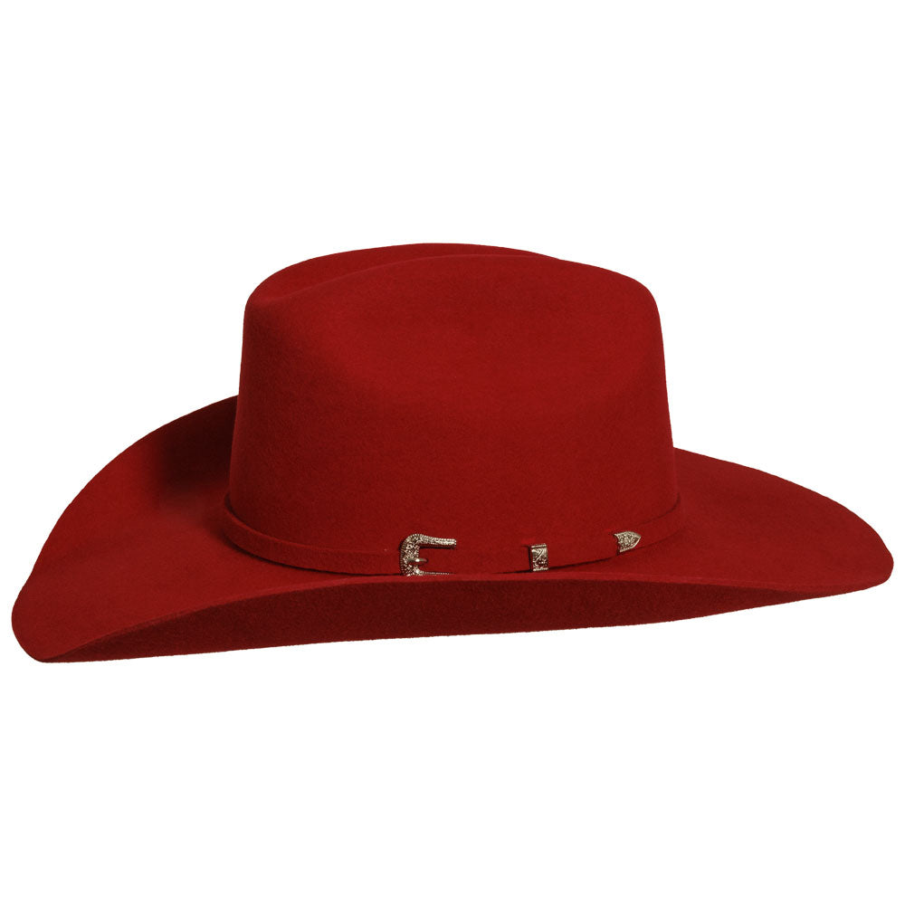 100% Wool Felt Cattleman Cowboy Hat - Red