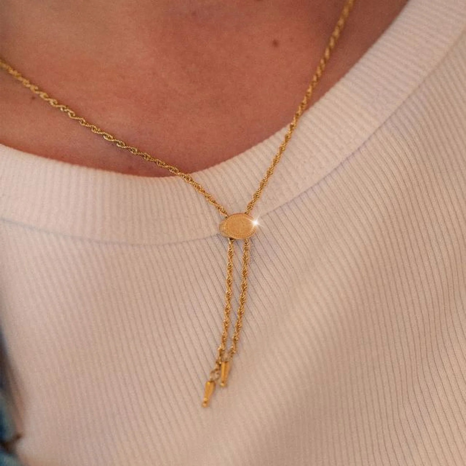 Annley Bolo Tie Necklace - Gold