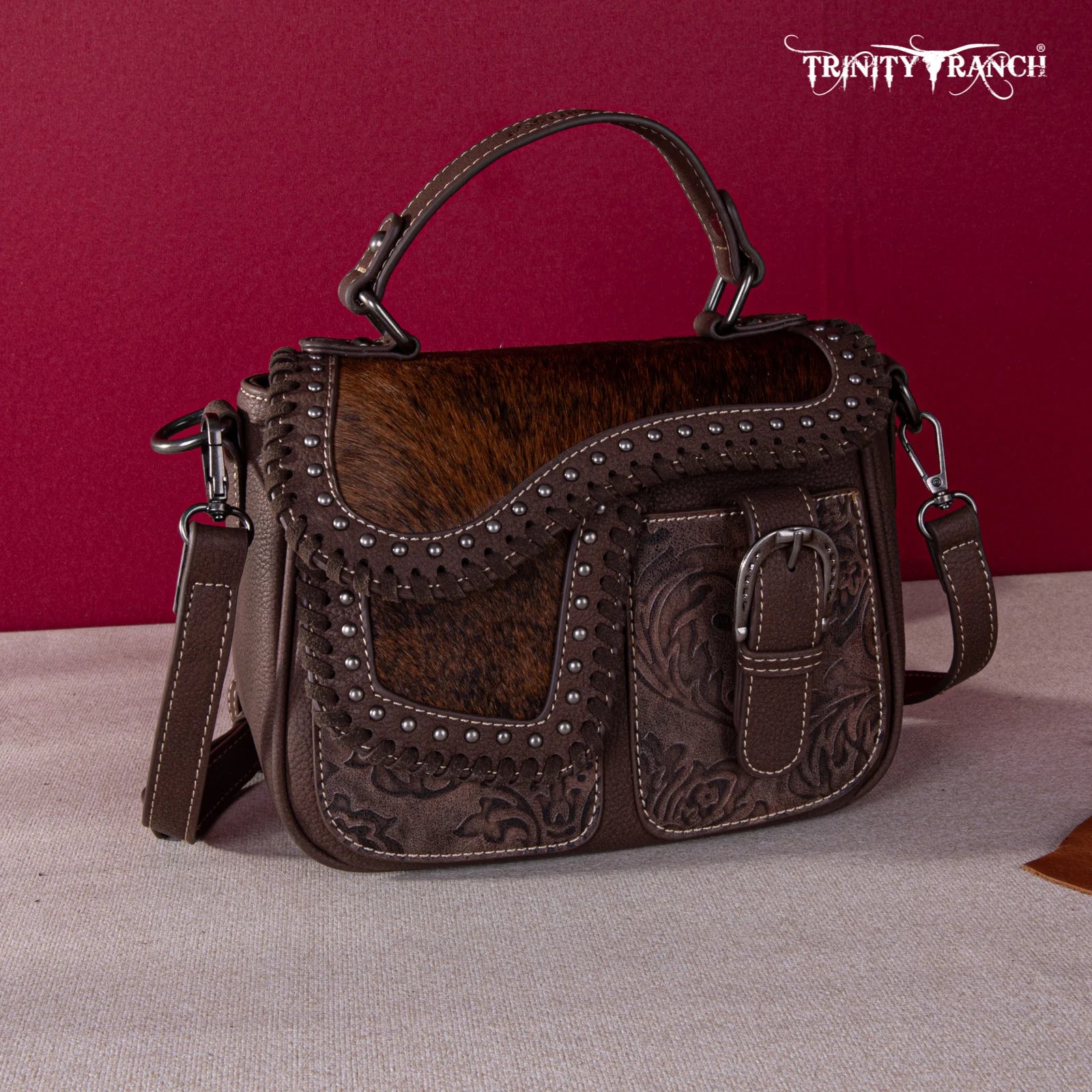 Trinity Ranch Crossbody Saddle Bag - Coffee