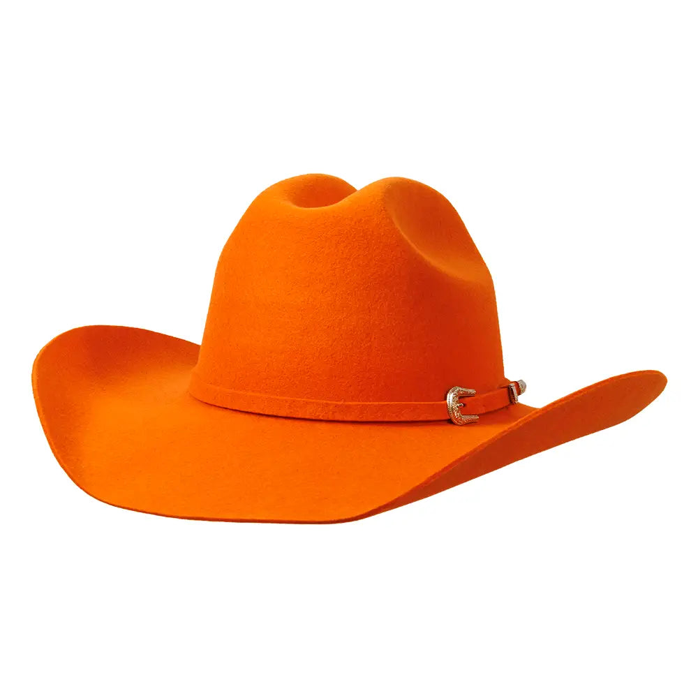 100% Wool Felt Cattleman Cowboy Hat - Tangerine