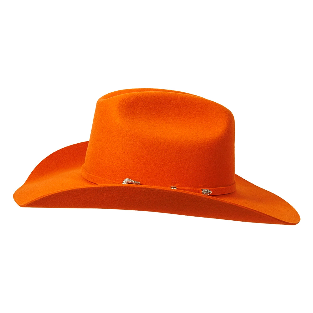 100% Wool Felt Cattleman Cowboy Hat - Tangerine