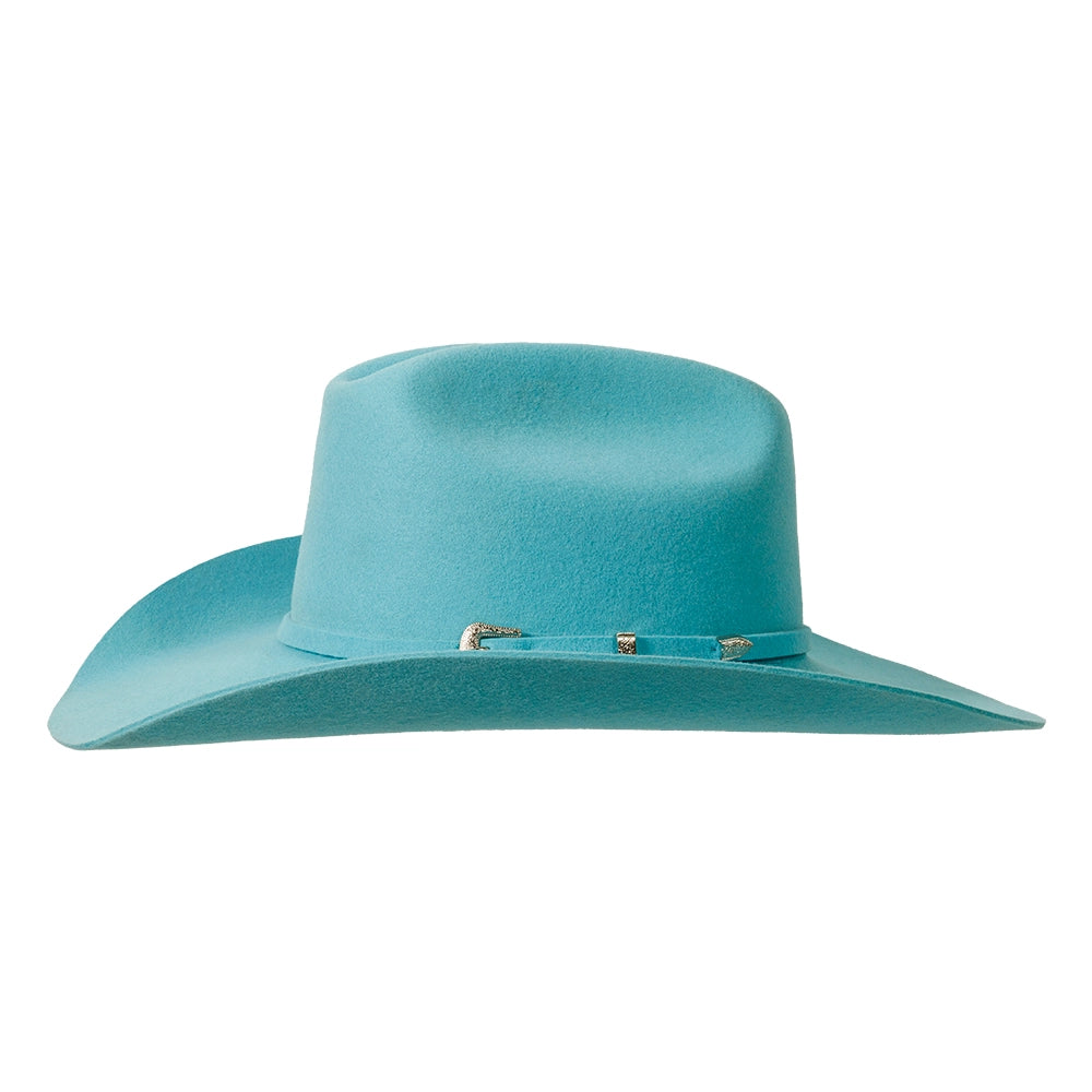 100% Wool Felt Cattleman Cowboy Hat - Turquoise