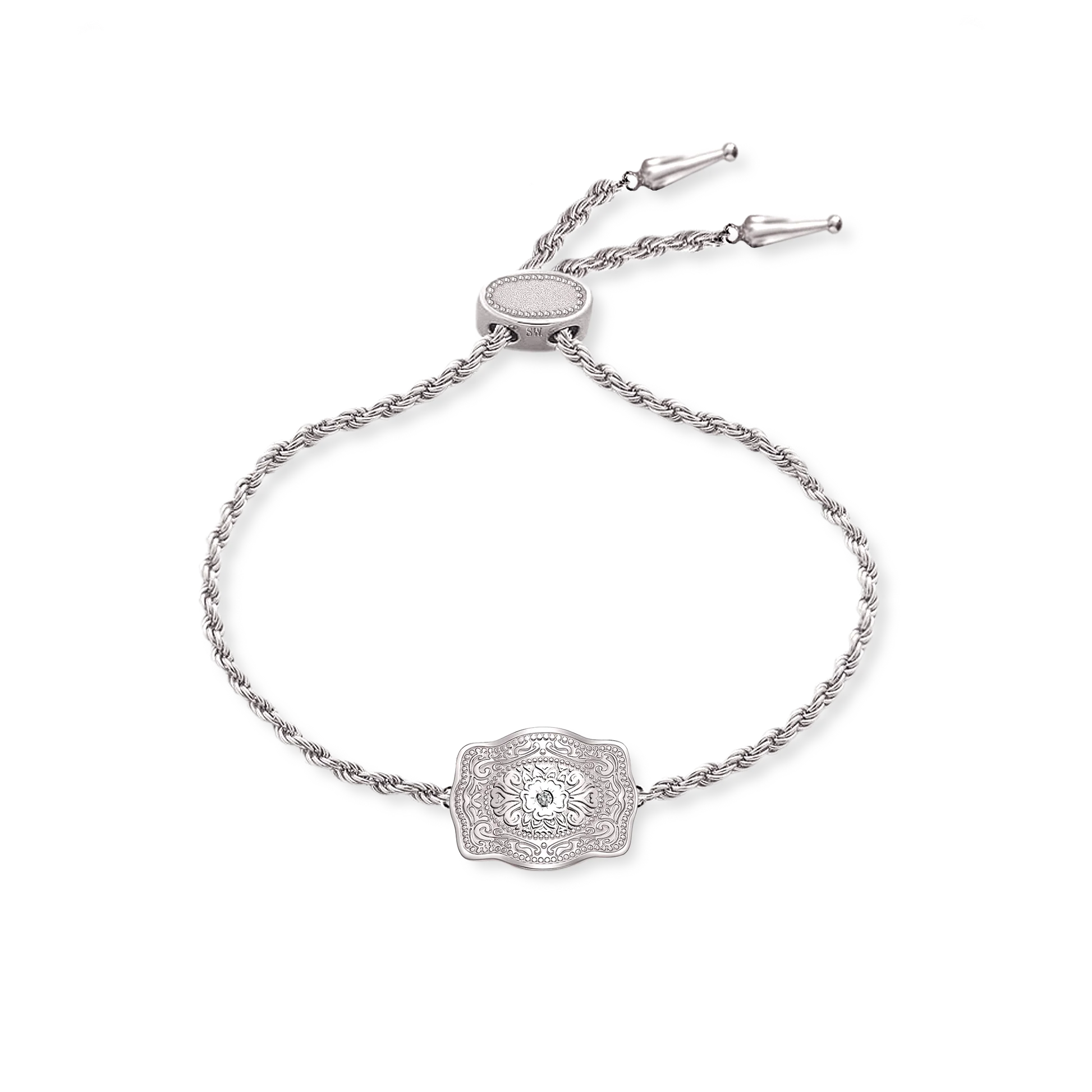 Ultra Mini Belt Buckle Bracelet Amelia Rose (Silver)