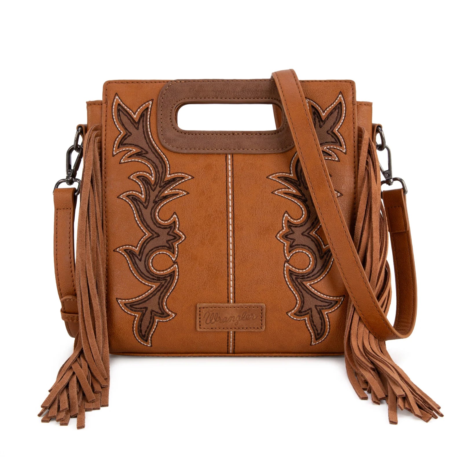 Boot Scroll Fringe Tote - Brown