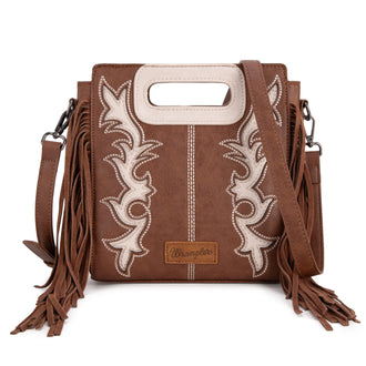 Boot Scroll Fringe Tote - Coffee