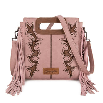 Boot Scroll Fringe Tote - Pink