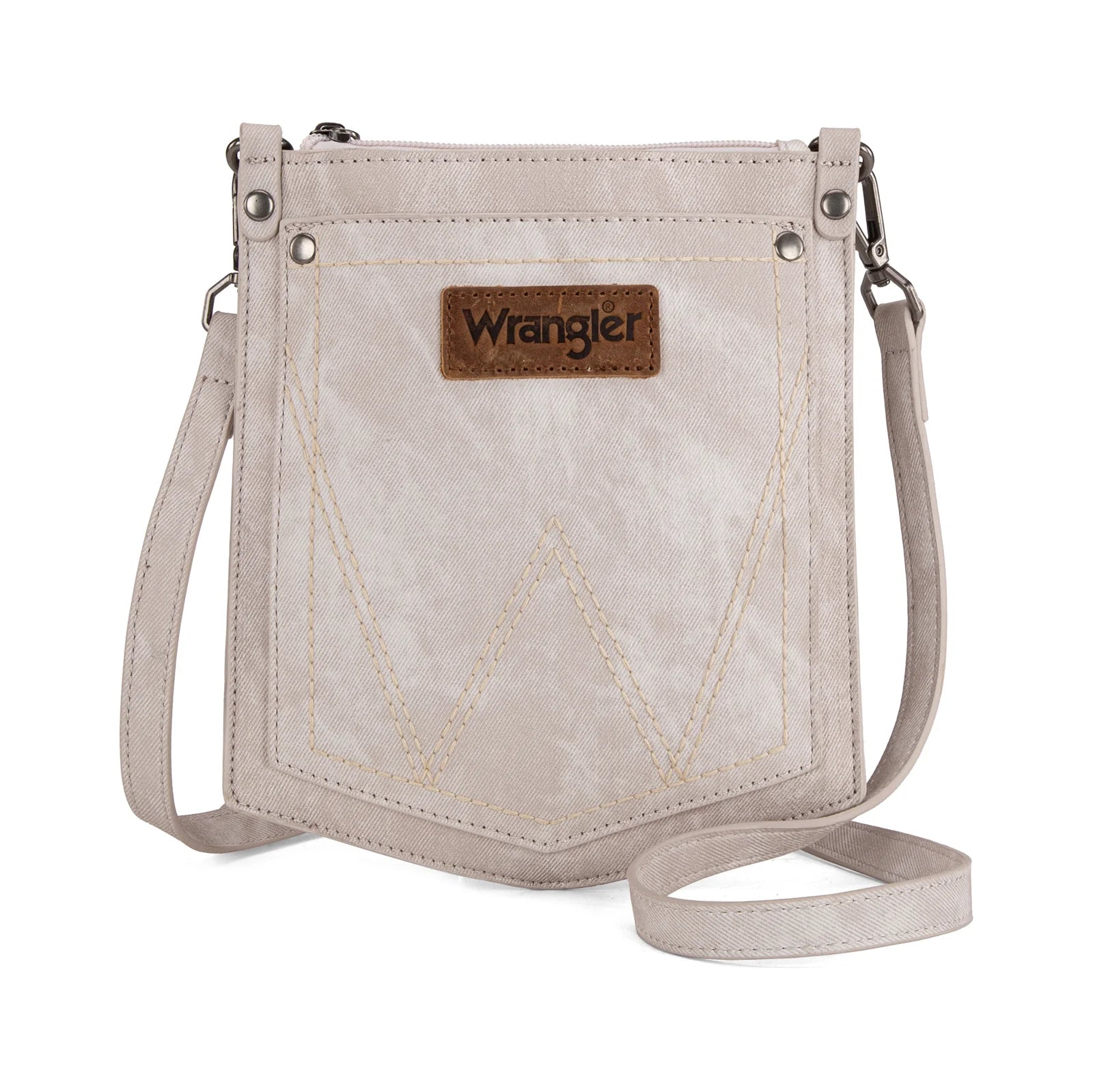 'W' Stitch Denim Pocket Bag - Beige