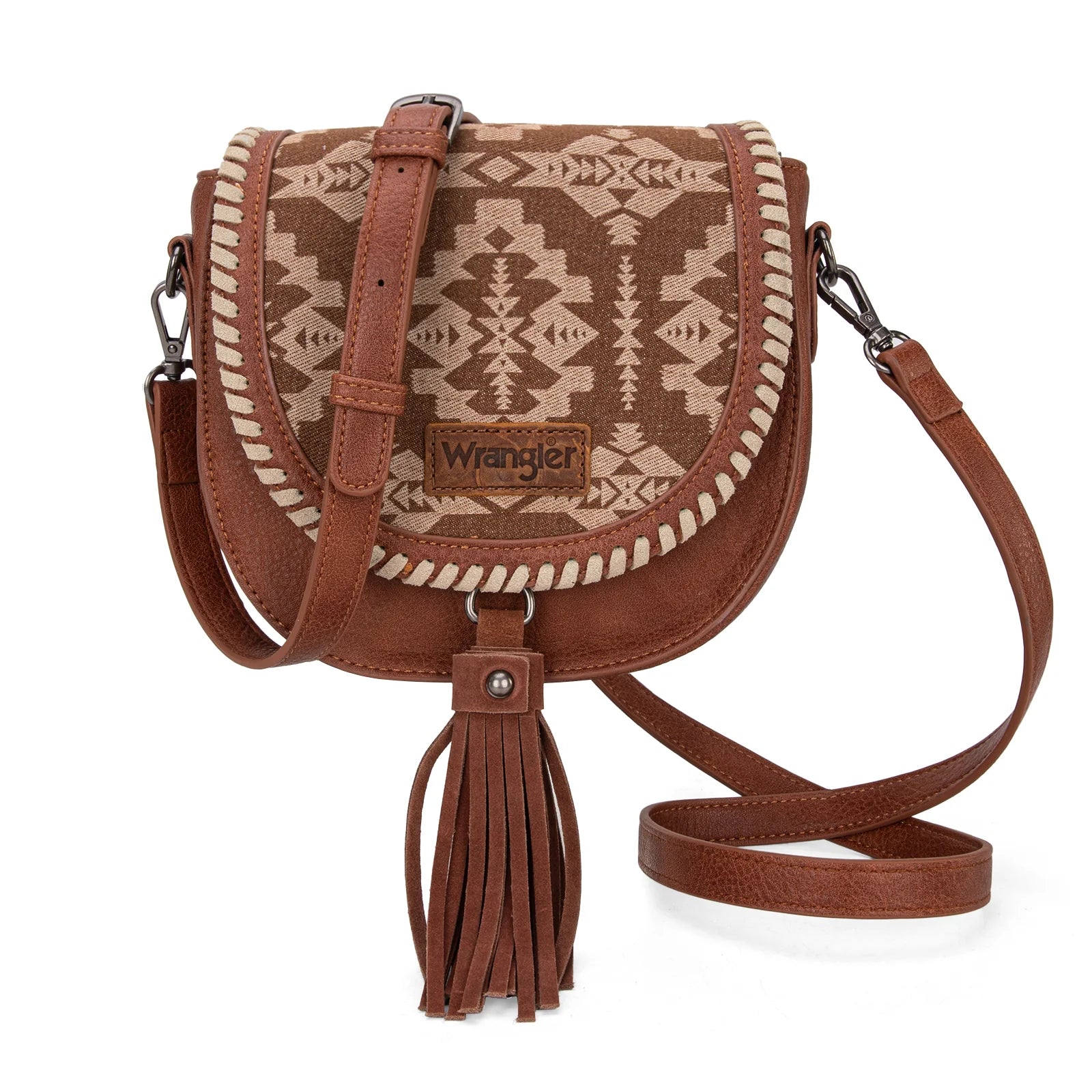 Southwestern Print Saddle Bag - Brown
