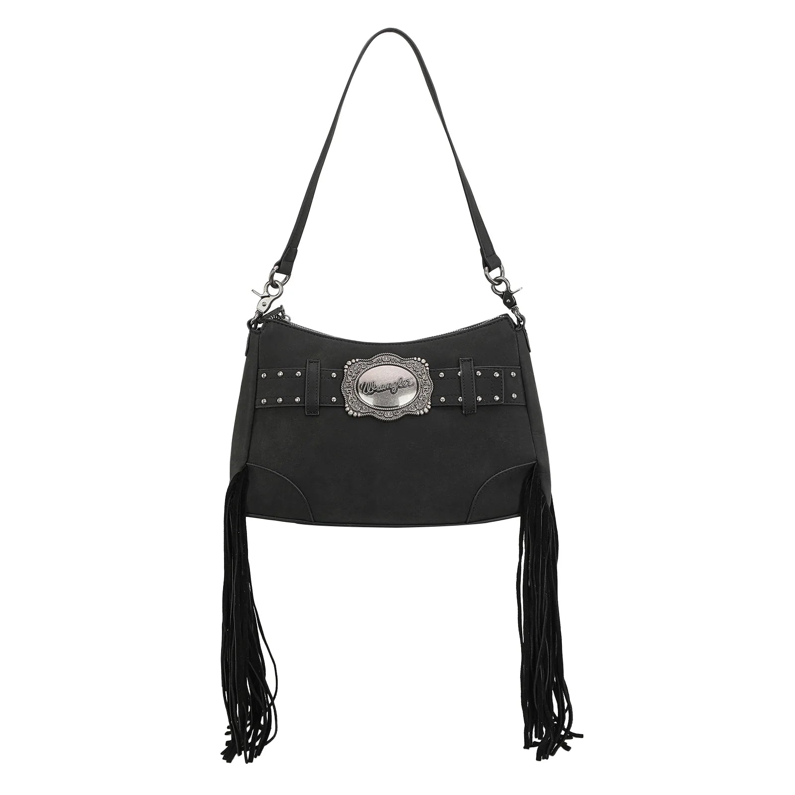 Wrangler Fringe Buckle Hobo Bag - Black