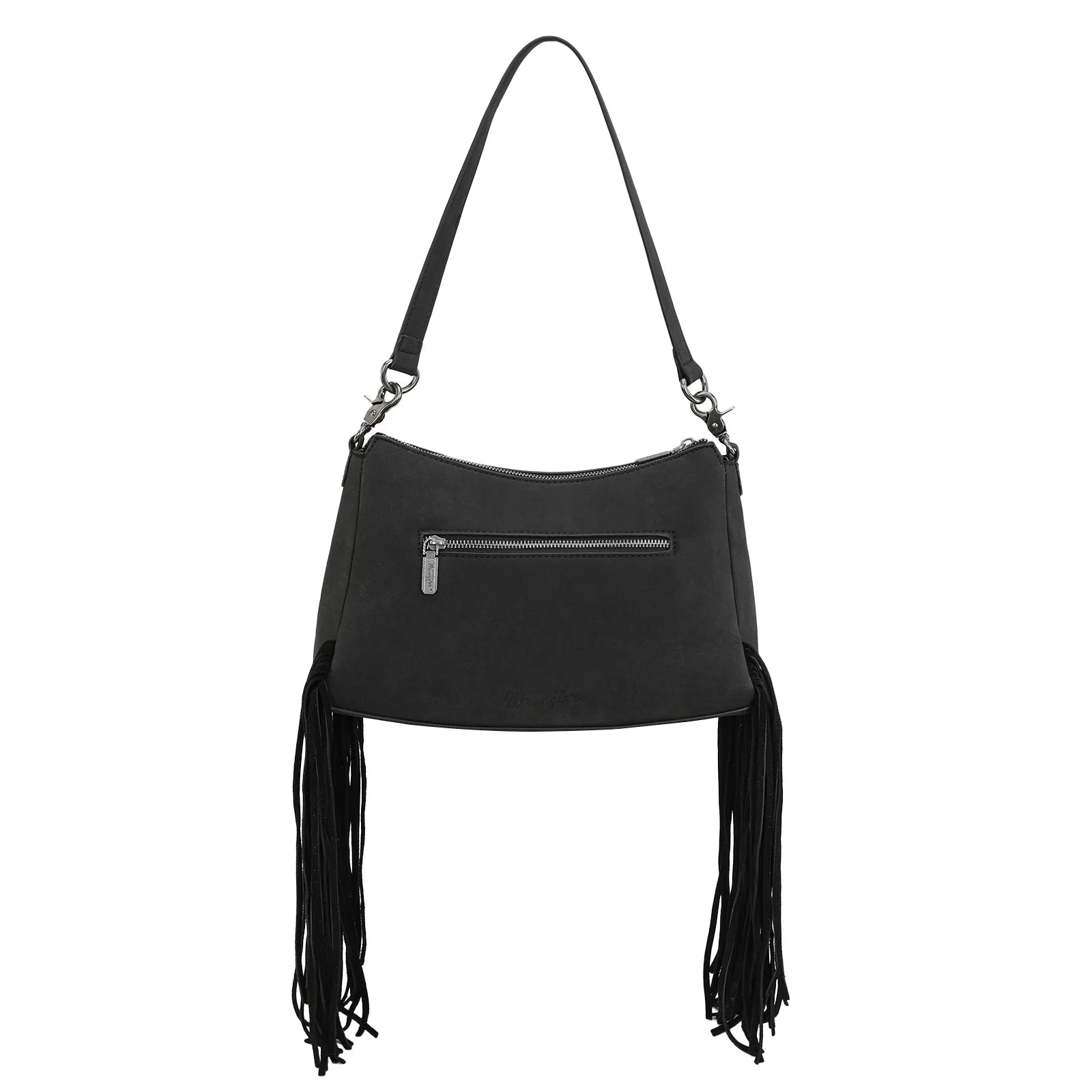 Wrangler Fringe Buckle Hobo Bag - Black