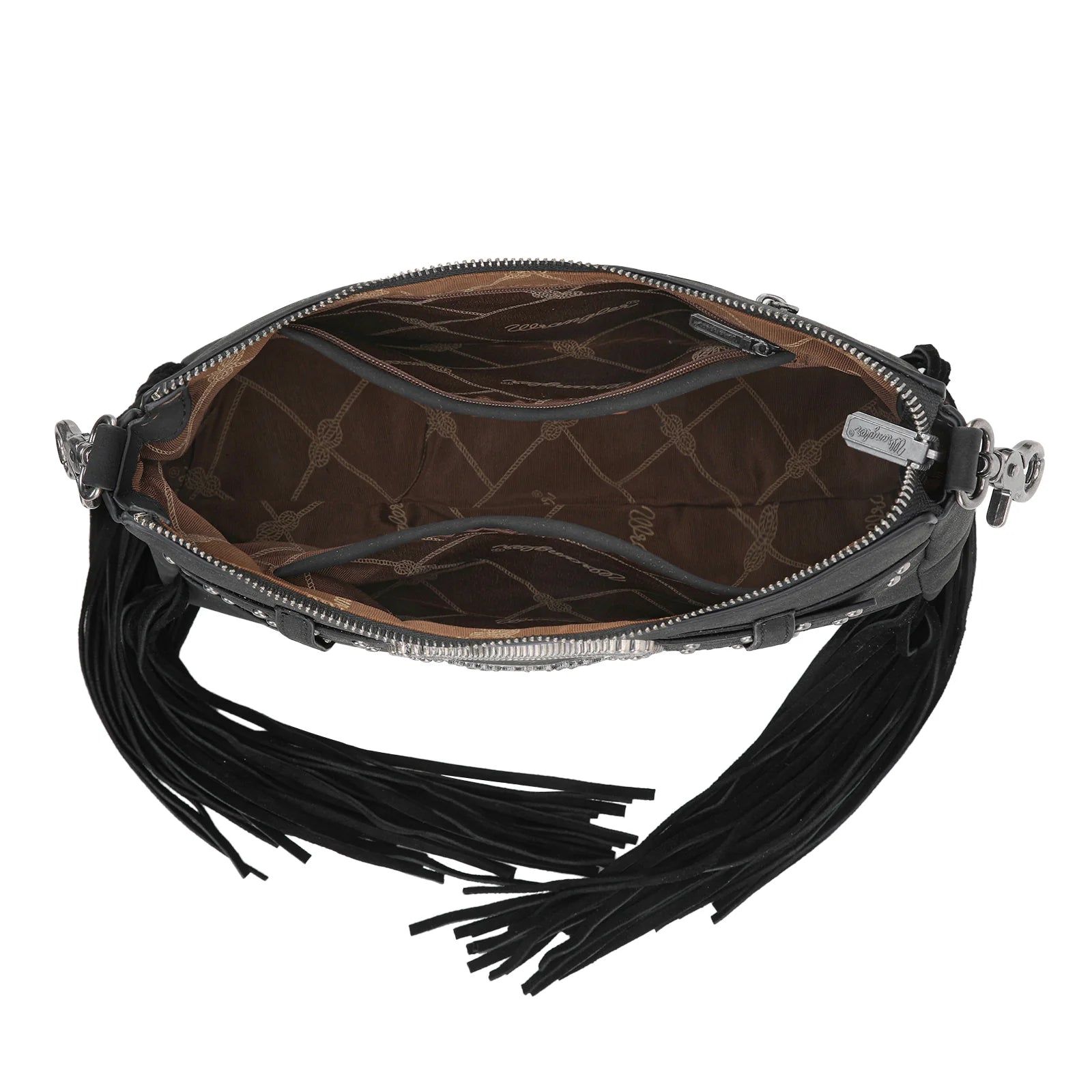 Wrangler Fringe Buckle Hobo Bag - Black