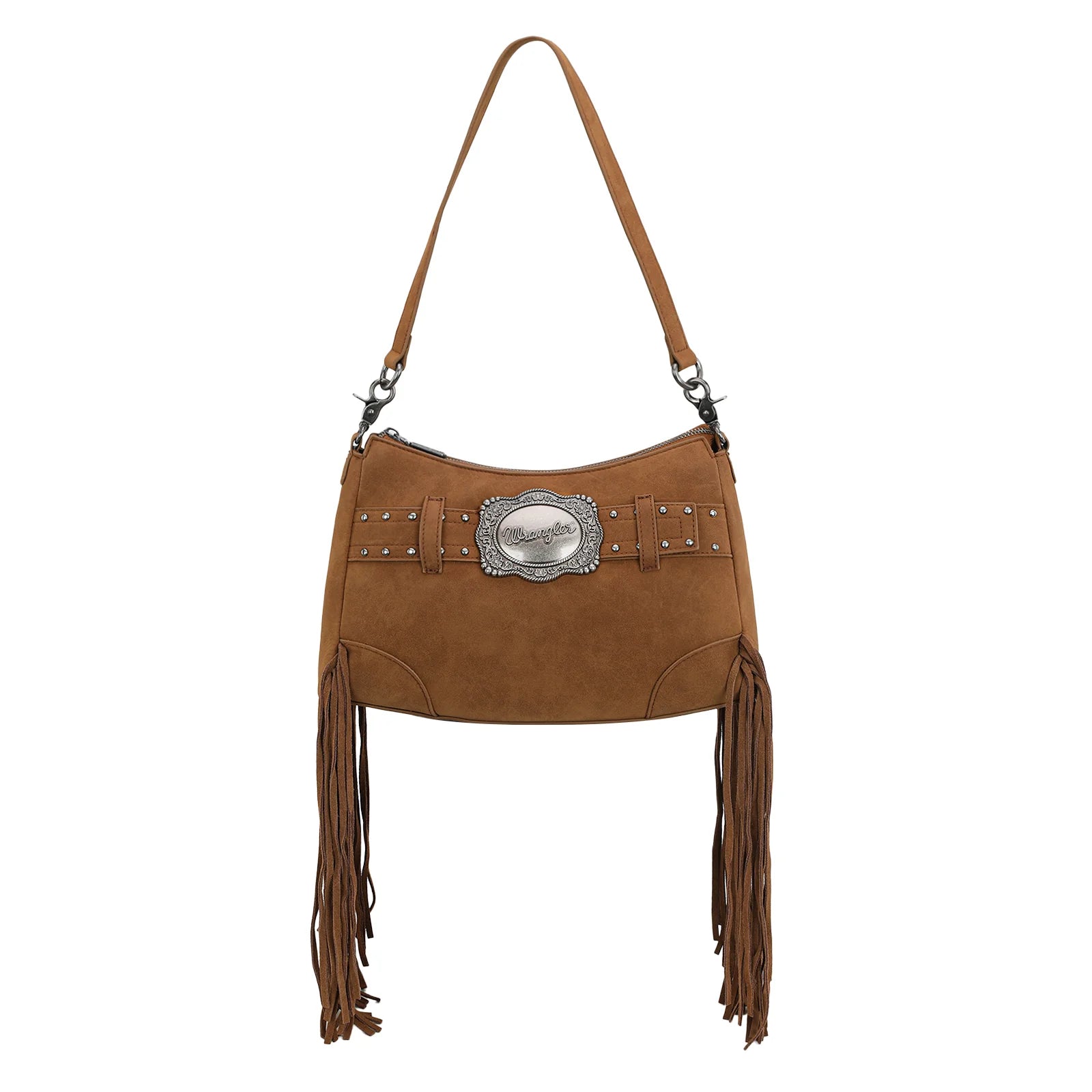 Wrangler Fringe Buckle Hobo Bag - Brown