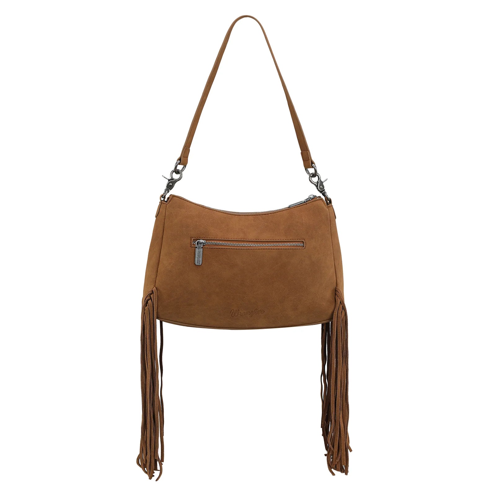 Wrangler Fringe Buckle Hobo Bag - Brown