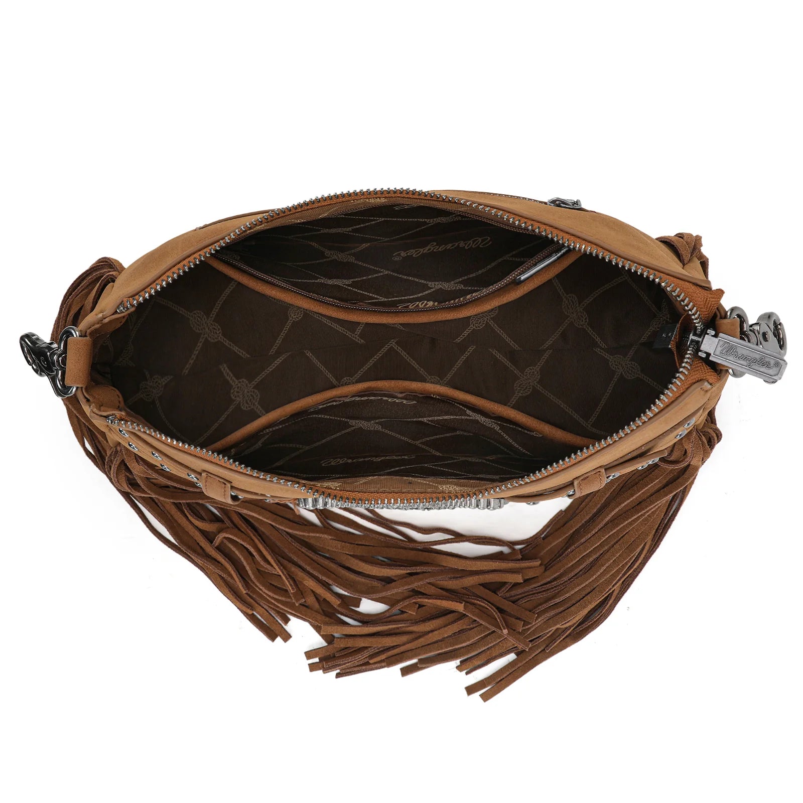 Wrangler Fringe Buckle Hobo Bag - Brown