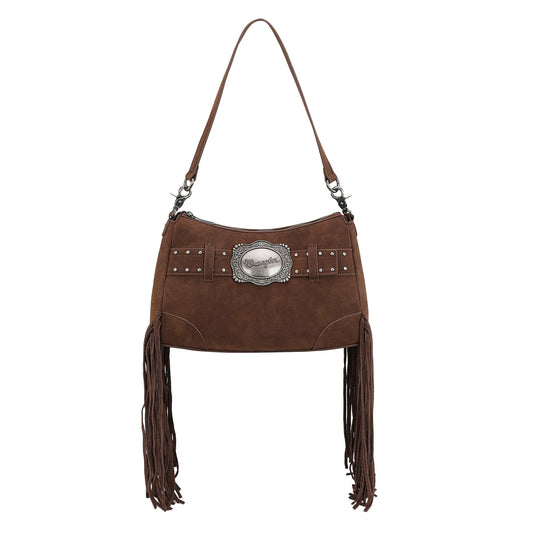 Wrangler Fringe Buckle Hobo Bag - Coffee