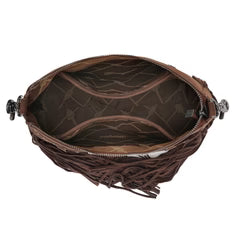 Wrangler Fringe Buckle Hobo Bag - Coffee