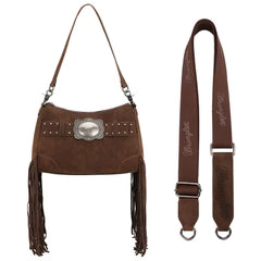 Wrangler Fringe Buckle Hobo Bag - Coffee