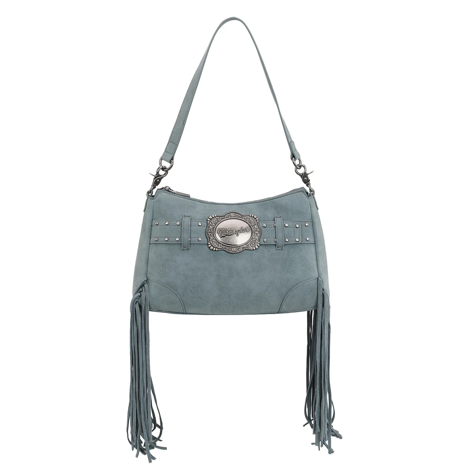 Wrangler Fringe Buckle Hobo Bag - Jean