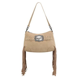 Wrangler Fringe Buckle Hobo Bag - Tan