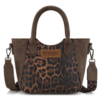Wrangler Leopard Print Small Tote Bag - Coffee
