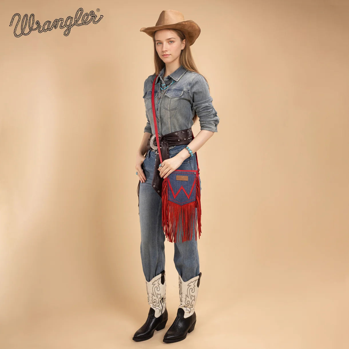 Wrangler Denim Fringe Crossbody Bag