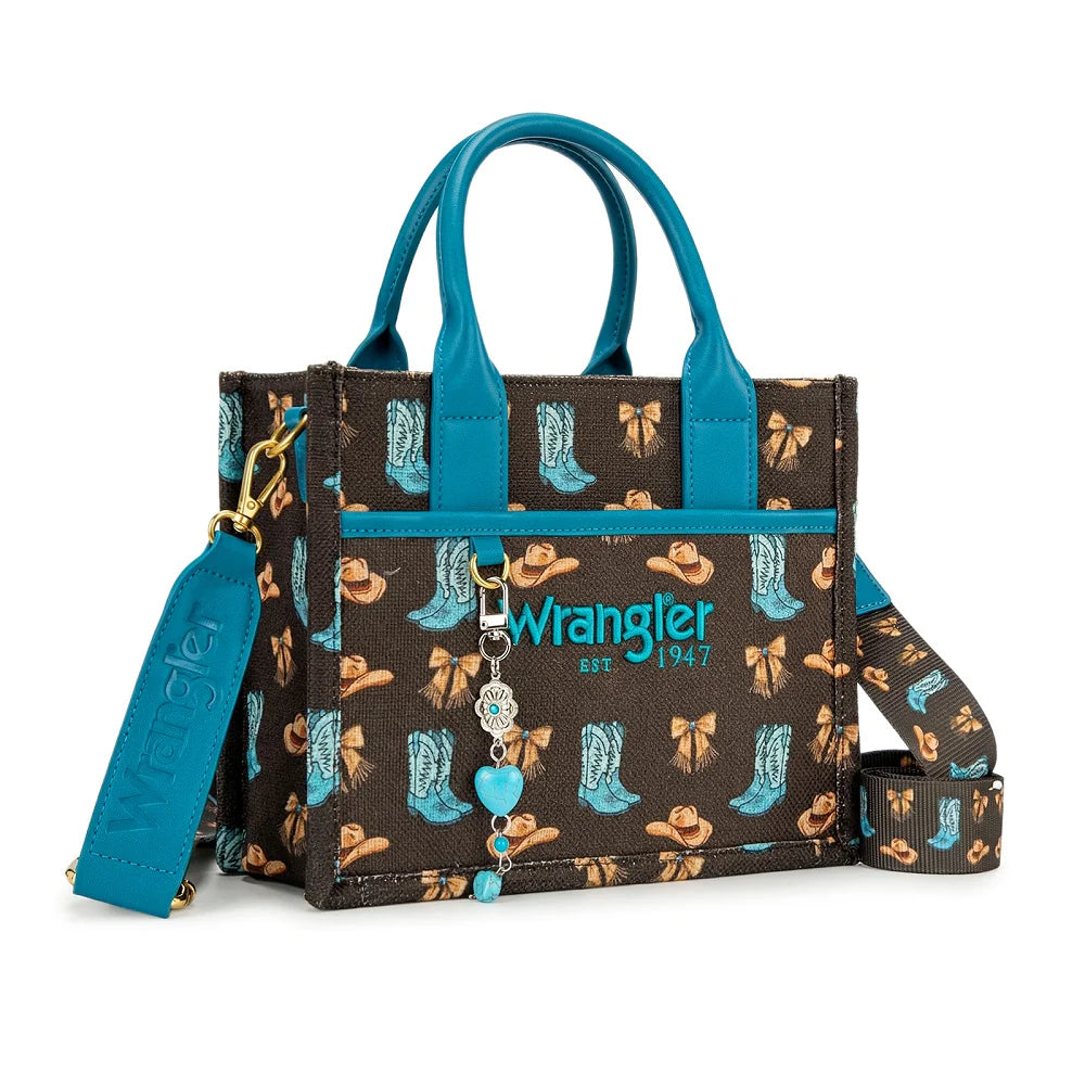 Western Print Cowgirl Tote Bag - Coffee