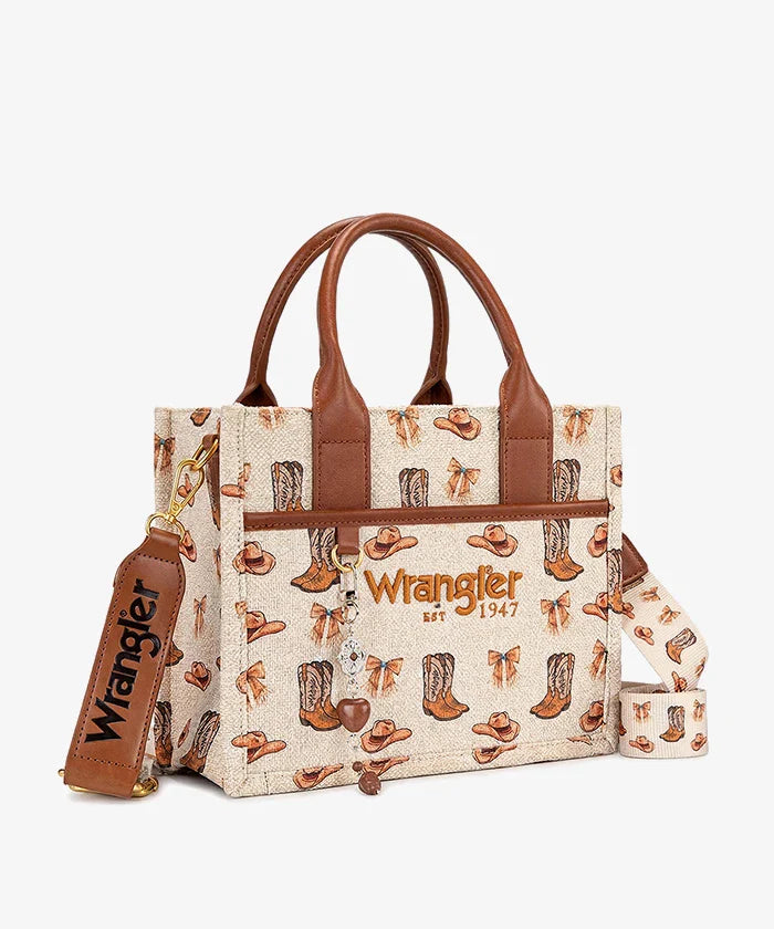 Western Print Cowgirl Tote Bag - Tan