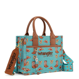 Western Print Cowgirl Tote Bag - Turquoise