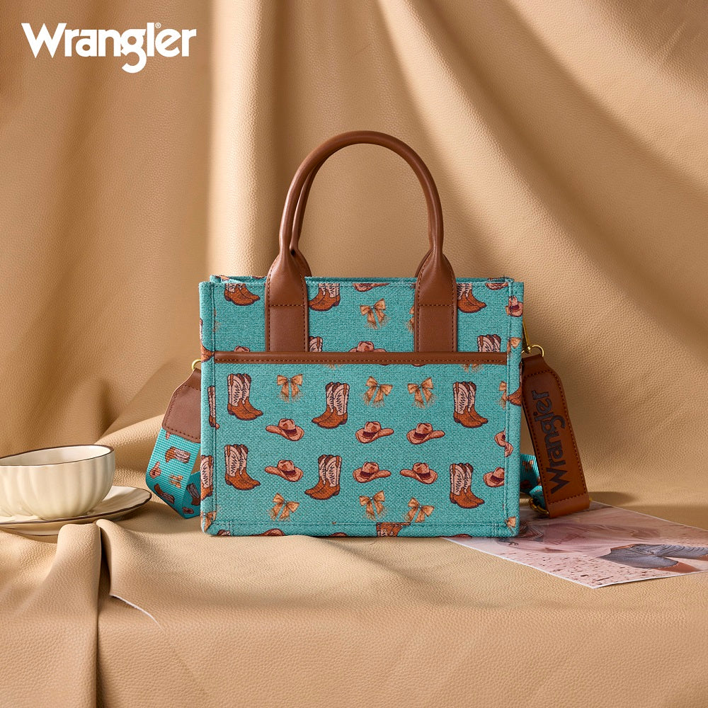 Western Print Cowgirl Tote Bag - Turquoise
