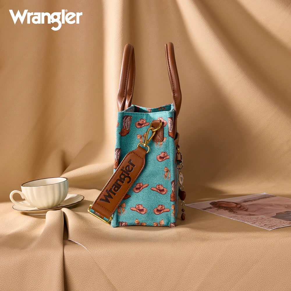 Western Print Cowgirl Tote Bag - Turquoise