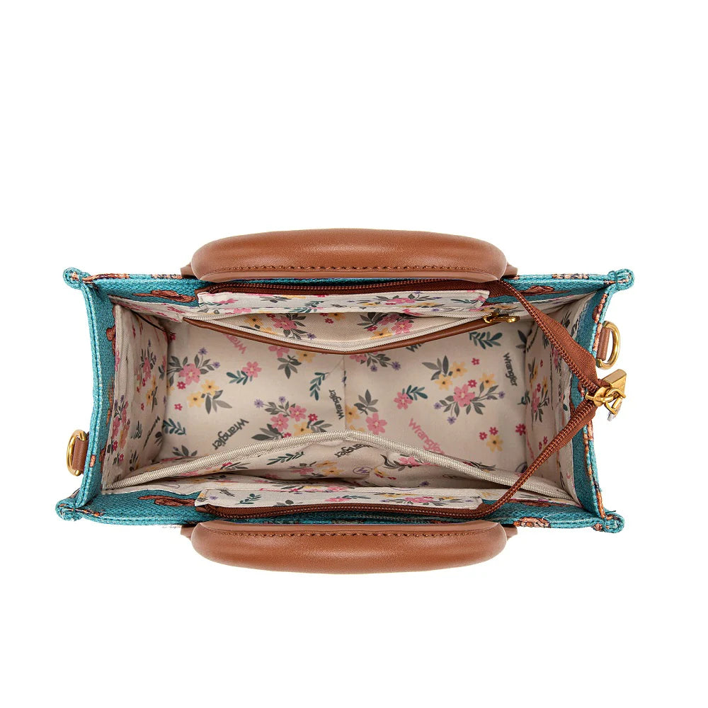 Western Print Cowgirl Tote Bag - Turquoise