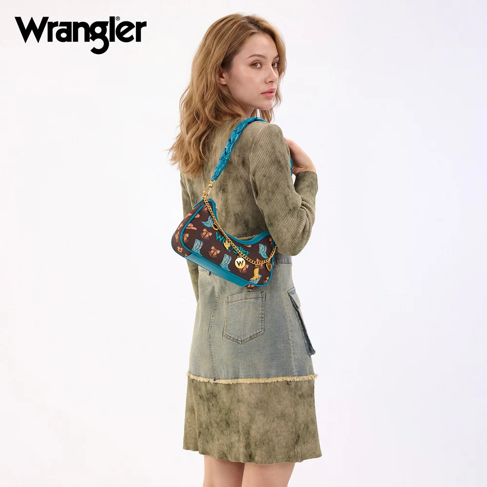 Western Cowgirl Print Shoulder Bag - Coffee