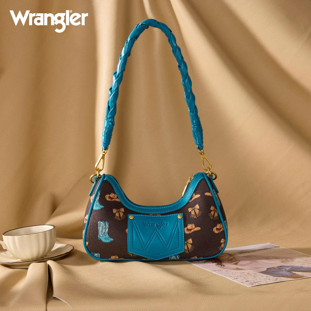 Western Cowgirl Print Shoulder Bag - Coffee