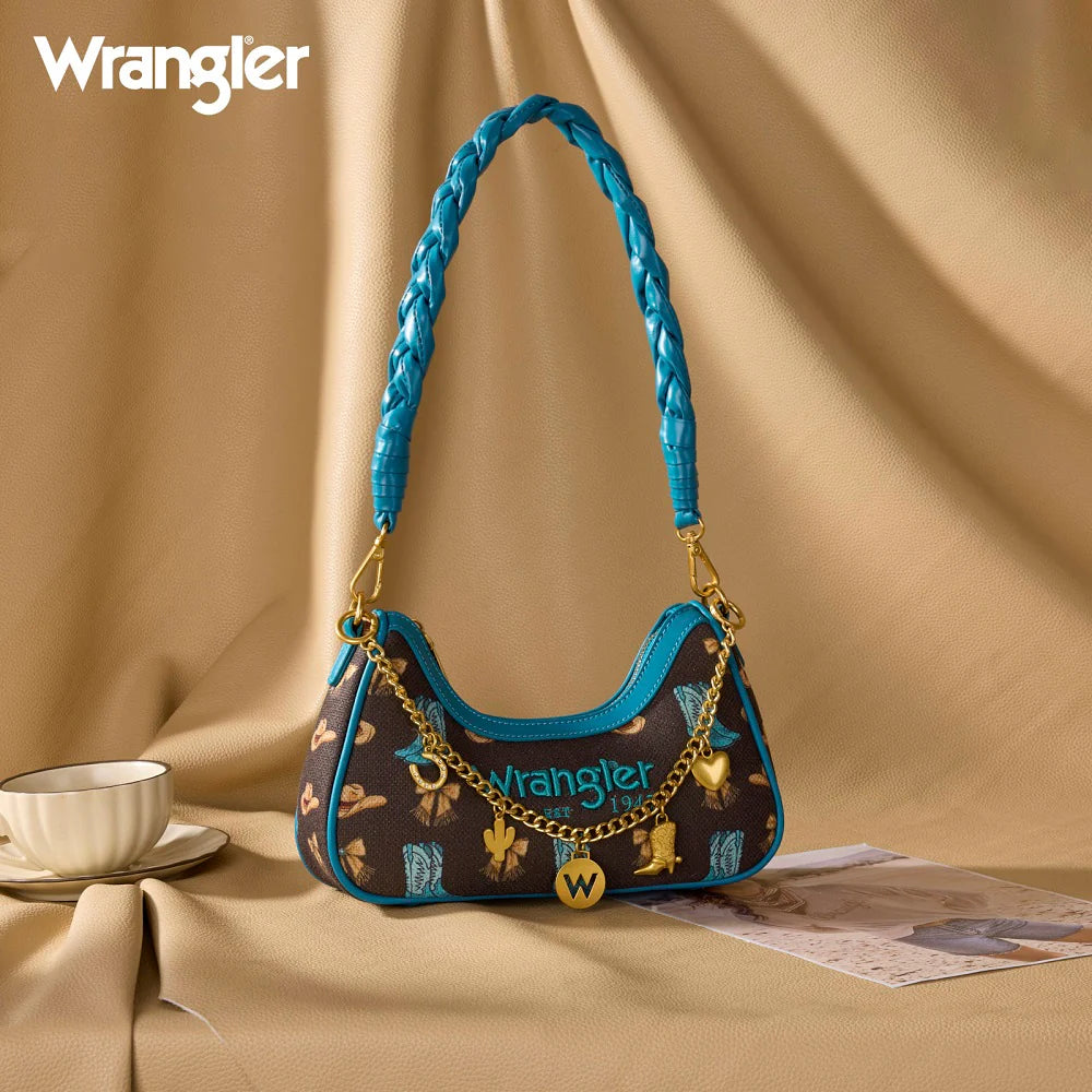 Western Cowgirl Print Shoulder Bag - Coffee