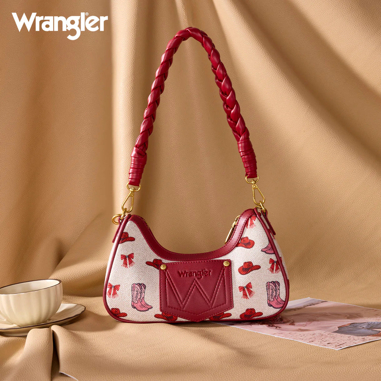 Western Cowgirl Print Shoulder Bag - Pink