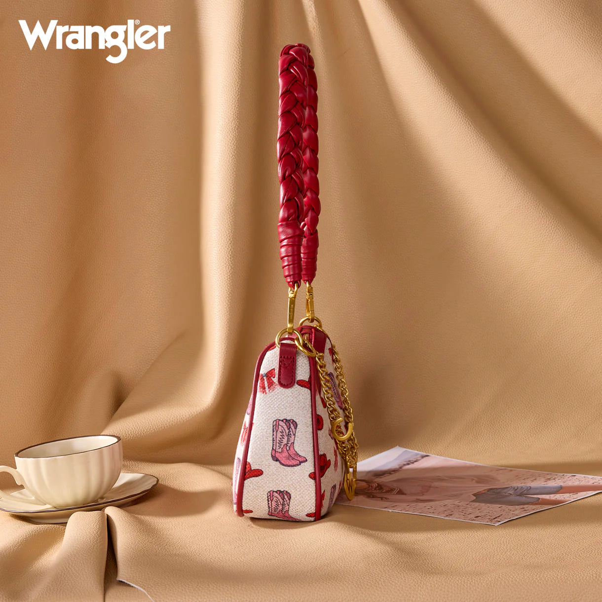 Western Cowgirl Print Shoulder Bag - Pink