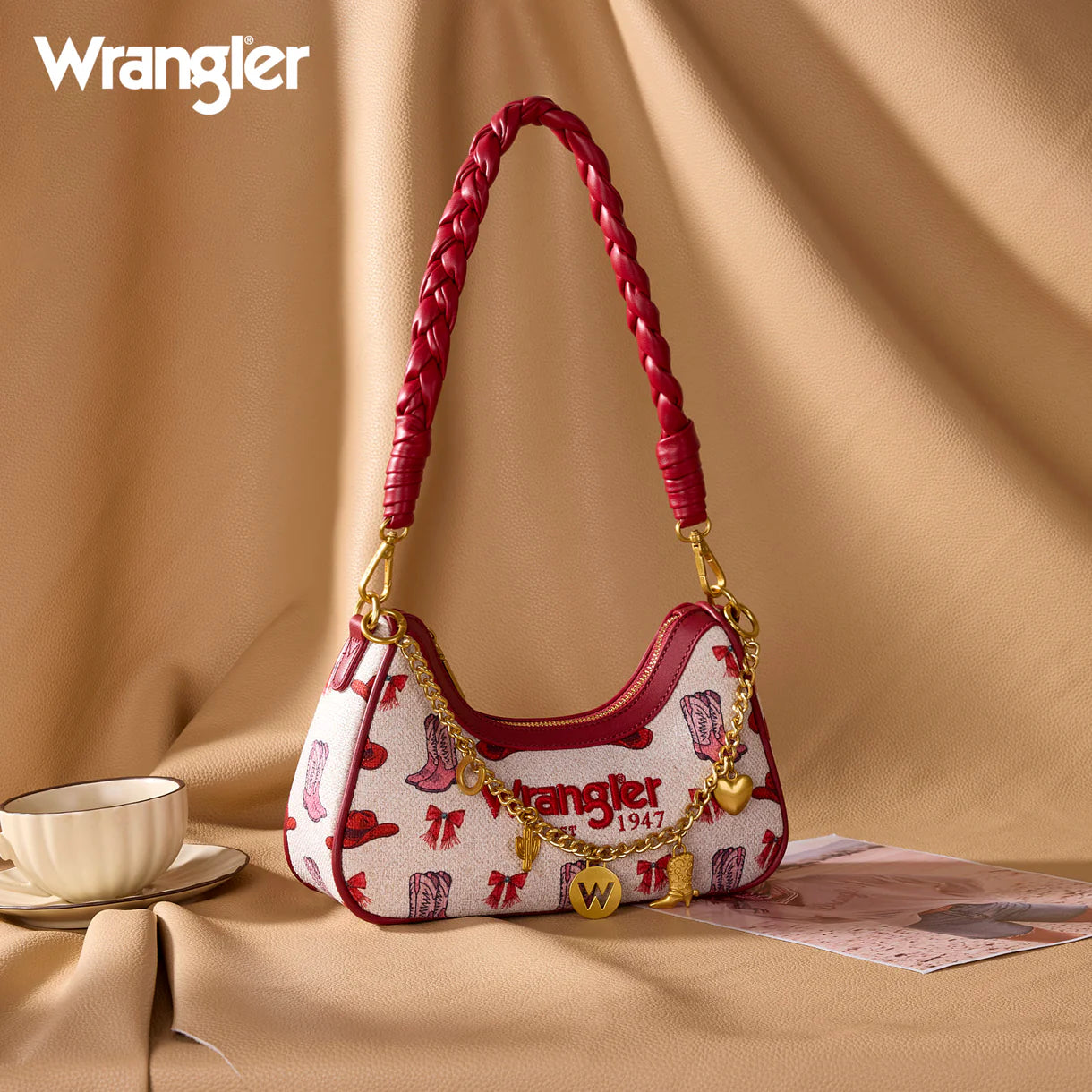 Western Cowgirl Print Shoulder Bag - Pink