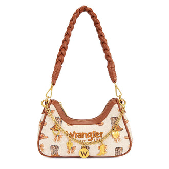 Western Cowgirl Print Shoulder Bag - Tan