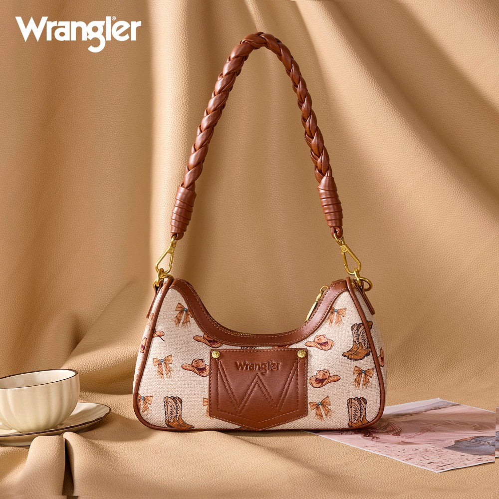 Western Cowgirl Print Shoulder Bag - Tan
