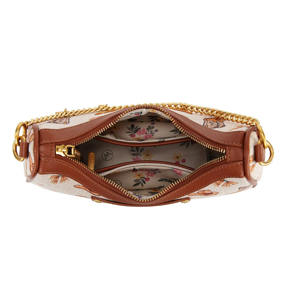 Western Cowgirl Print Shoulder Bag - Tan