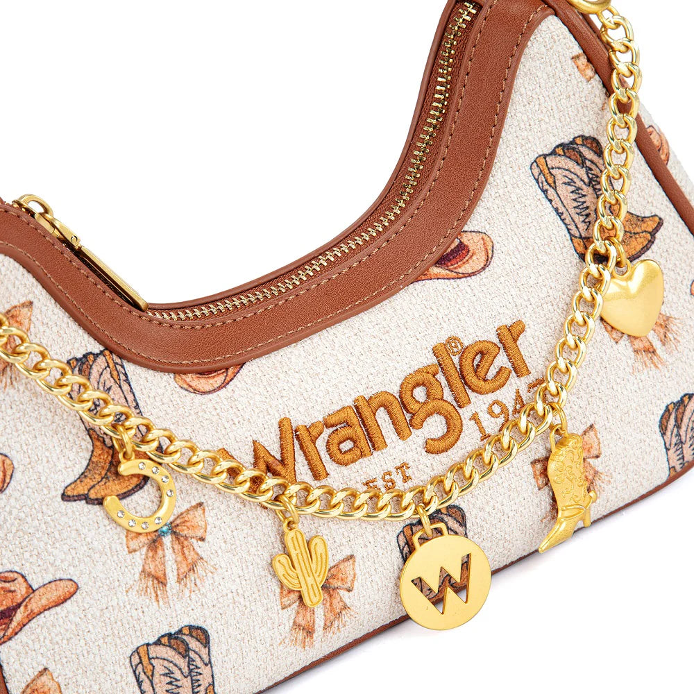 Western Cowgirl Print Shoulder Bag - Tan