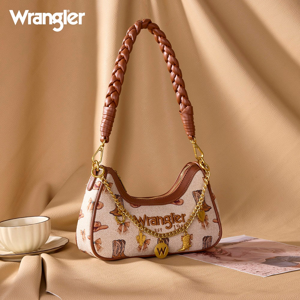 Western Cowgirl Print Shoulder Bag - Tan