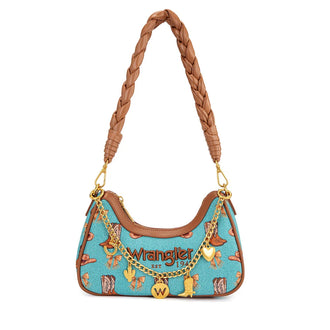 Western Cowgirl Print Shoulder Bag - Turquoise