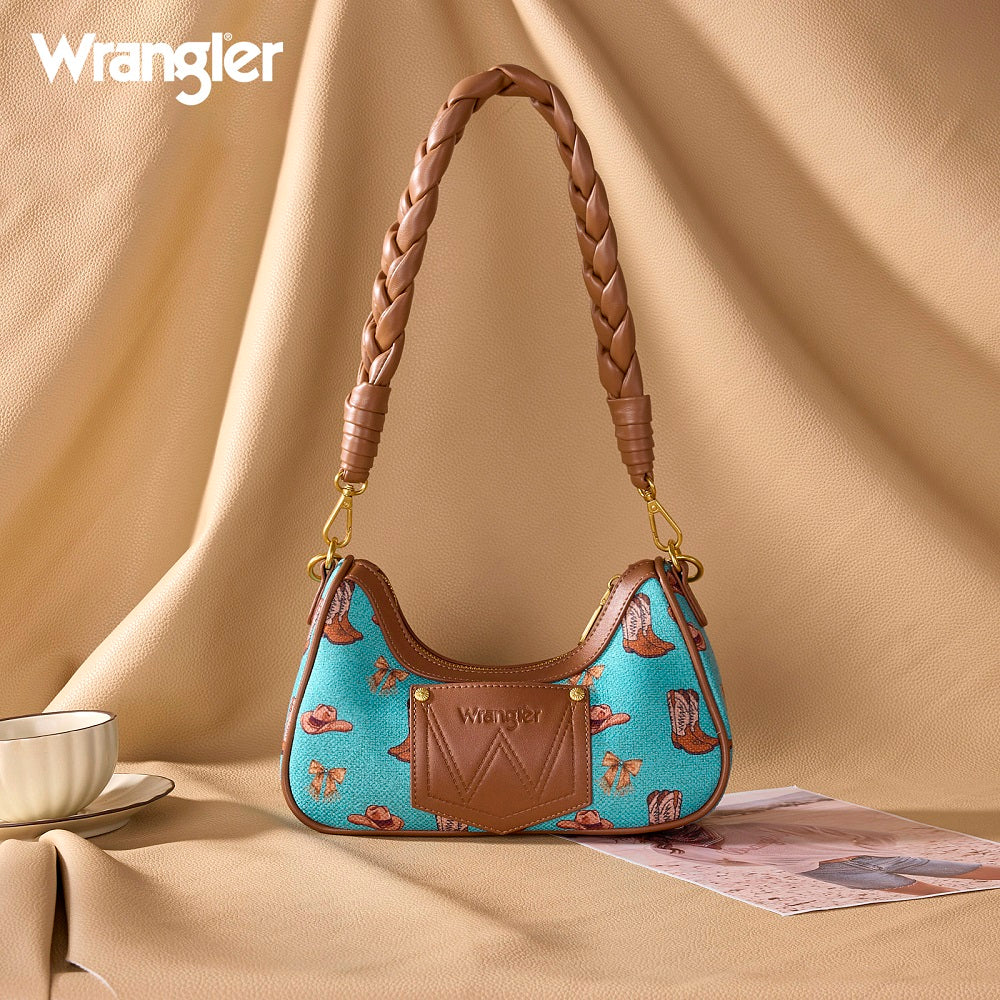 Western Cowgirl Print Shoulder Bag - Turquoise
